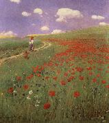 Merse, Pal Szinyei A Field of Poppies Spain oil painting artist